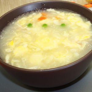 eggs, peas & carrots, and scallions