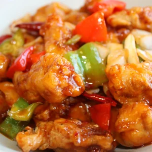 Breaded chicken with pineapple, onion, bell peppers, in house special sauce